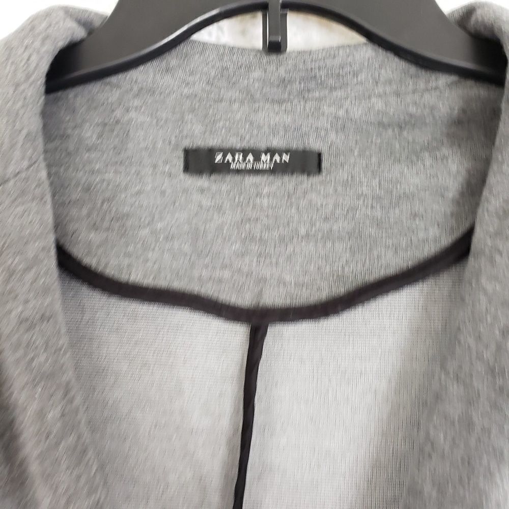 Zara Man Solid Gray Basic Textured Weave Collared… - image 7